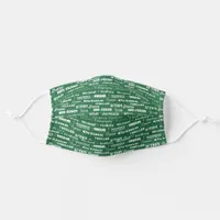 Book Genres Green and White Adult Cloth Face Mask