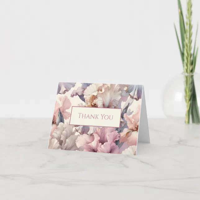 Elegant Unique Modern Soft Blush Pink Floral Thank You Card