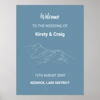 Catbells Dusty Blue Wedding Welcome Poster