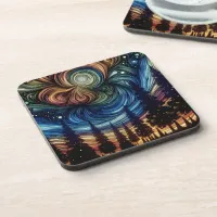 Mystical Ethereal Art with Trees and Night Sky  Beverage Coaster