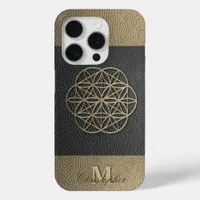 Bicolor Brown leather, with embossed pattern  iPhone 15 Pro Case