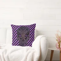 Filigree Skull in Shades of Purple Throw Pillow