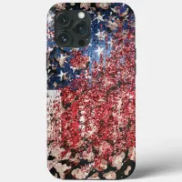 *~ Glitter Patriotic Distressed  USA Flag AP27 iPhone 13 Pro Max Case