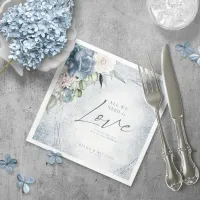 Floral Sparkles Wedding Dusty Blue ID889 Napkins