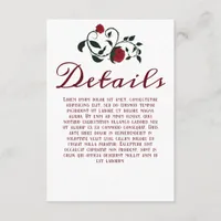 Gothic Vintage Dripping Roses Wedding Details Enclosure Card