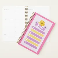 Yellow Purple Girly Floral Flower Blossom Hearts Planner