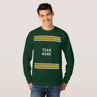 Green Gold White Sports Jersey Team Long Sleeve T-Shirt