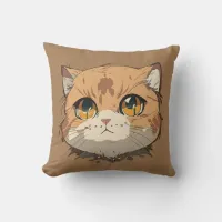 Anime Cat Face Throw Pillow