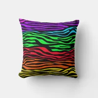 Colorful Zebra Abstract Throw Pillow