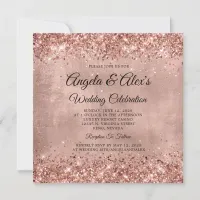 Glittery Rose Gold Elegant Wedding Invitation