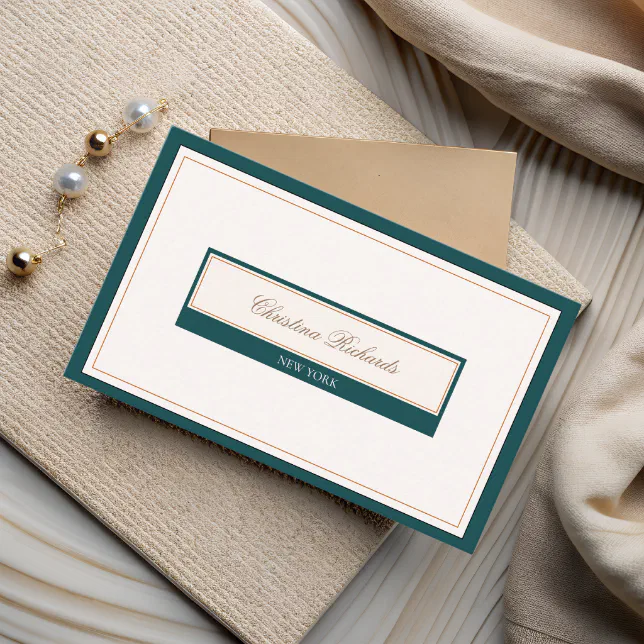 Classy Teal Ivory Business Card