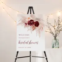 Boho Bridal Shower Welcome Sign Pampas Grass Roses