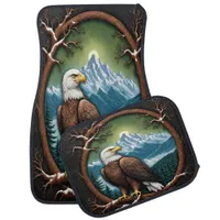 Majestic Eagle Overlooks Serene Mountain Landscape Car Floor Mat