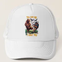 Hunter Becomes Hunted Bear hunting humorous Trucker Hat