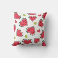 Modern Graphic Pink Green Summer Watermelons Fruit Throw Pillow