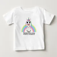 Personalized Rainbow Unicorn and Butterfly Baby T-Shirt