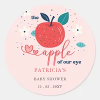 Apple of Our Eye Fall Girl Baby Shower Classic Round Sticker