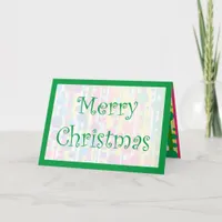 [Beatnik Bubbles] Retro Polka Dot Striped Green Holiday Card