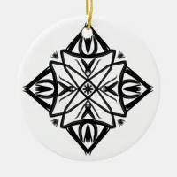 Black and White #7 Feathery Diamond Ceramic Ornament