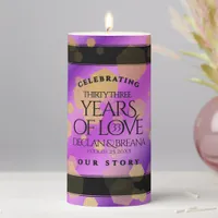 Elegant 33rd Amethyst Wedding Anniversary Pillar Candle