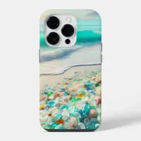 Pretty Ocean Beach with Sea Glass   iPhone 14 Pro Case