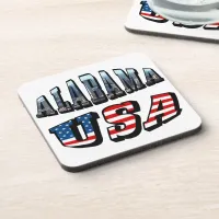 Alabama Picture and USA Flag Font Coaster