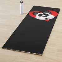 Cute Panda Bear Red and Black Yoga Mat