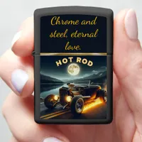 Classic hot rod cruising by moonlit lake at night zippo lighter