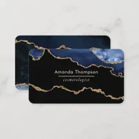 Navy and Gold Agate Precious stone Business Card