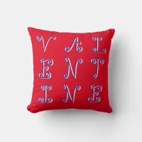 Curly Text Red Modern Romantic Valentines Day Throw Pillow