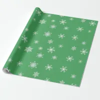 Green and White Snowflakes Christmas Wrapping Paper