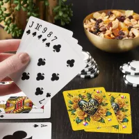 Enchanting Bouquet of Golden Roses And Heart  Poker Cards