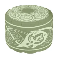 Celtic Knotwork Fish in Green Pouf