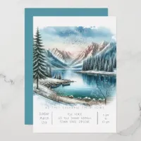 Winter Lake Wedding Foil Invitation