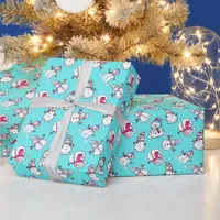 Snowmen Pattern | Turquoise Girly Christmas Wrapping Paper