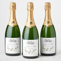 Elegant Timeless Soft Gold Floral Minimalism Sparkling Wine Label