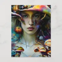 Mushroom Fantasy Woman Postcard