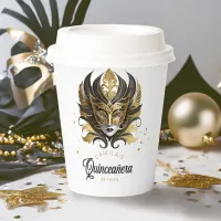 Masquerade Motif Quinceanera Black Gold ID1031 Paper Cups