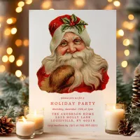 Vintage Victorian Santa Claus Retro Holiday Party Invitation