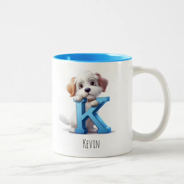 Letter K Dog Alphabet Monogram Coffee Mug