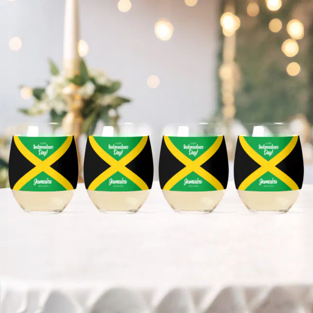 Jamaican Independence Day Jamaica National Flag Whiskey Glass