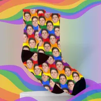 Personalized Funny Photo Face Socks Pride Rainbow