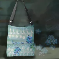 Blue White Tulips Butterflies Tote