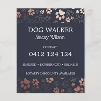 Dog Walker Paw Print Pattern Business Flyer