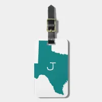 Monogrammed Teal Texas Luggage Tag