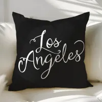 Chic Black and White Los Angeles Typography Throw Pillow