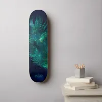 *~*  Midnight Blue Sky Cosmic Emerald Feather Boho Skateboard