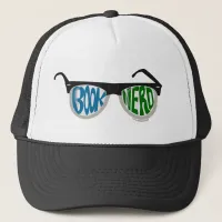 Book Nerd Glasses Fun Reader Cartoon Design Trucker Hat