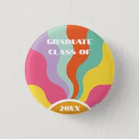 Groovy 70s Retro Pin Education Graduation Colorful