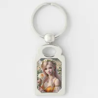 Beautiful November Fairy in Chrysanthemums Keychain